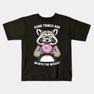 Donut Lover Raccoon Funny Pink Doughnut Sprinkles Donuts Kids T-Shirt